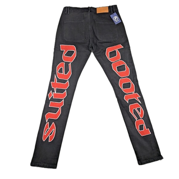 Parlay Superior Jeans "Suited/Booted" Mens 34x32 Black Denim Distressed‎ Skinny - Picture 1 of 16